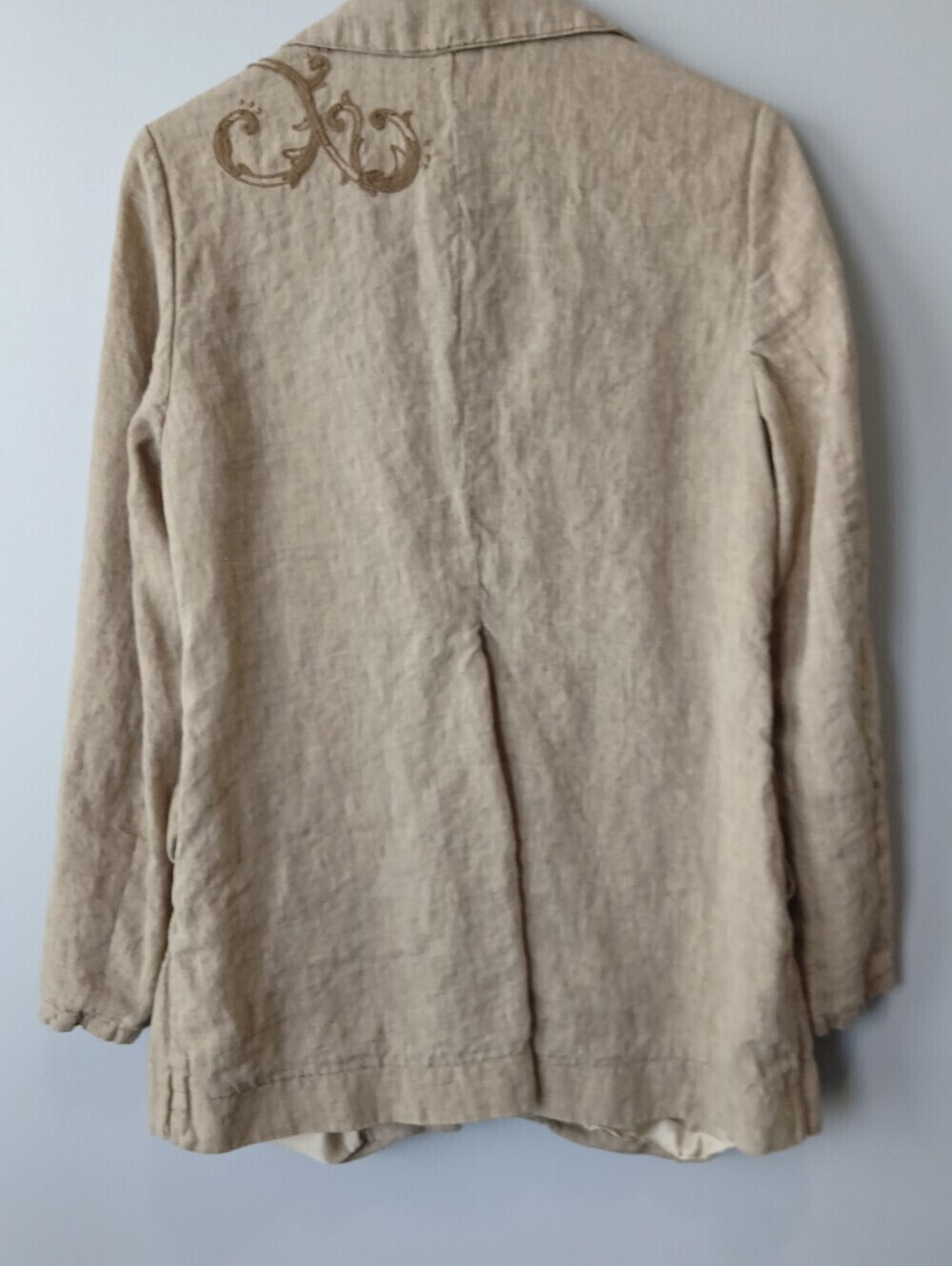 Coldwater Creek Linen Blazer Embroidered Womens Size 8 Lagenlook Business Casual - Picture 5 of 6